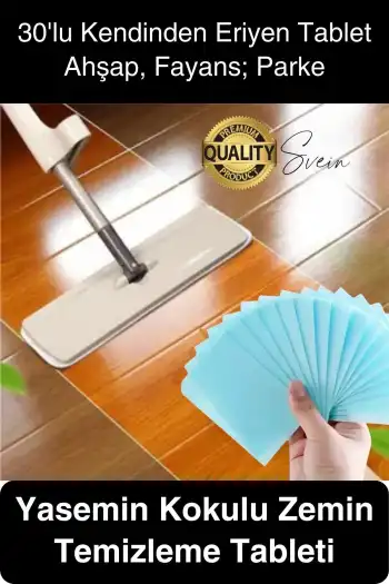 30 Adet Yasemin Kokulu Zemin Temizleme Tableti Levhaları Parke Cila Parlatma Uzun Süre Temizlik