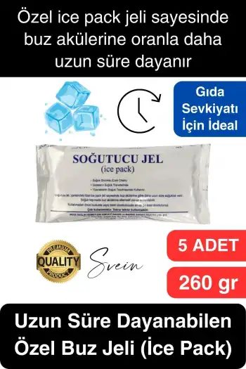 5 Adet 260 gr Soğutucu Jel Poşet Buz Aküsü Yolculuk Seyahat Yiyecek İçin Uygun Uzun Süre Dayanım