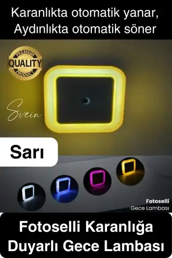Cata Fotoselli Gece Lambası Karanlıkta Otomatik Yanıp Sönen Aydınlığa Duyarlı Koridor Antre Loş Led Işık