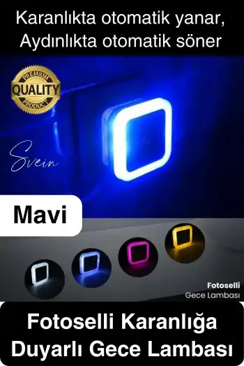Cata Fotoselli Gece Lambası Karanlıkta Otomatik Yanıp Sönen Aydınlığa Duyarlı Koridor Antre Loş Led Işık