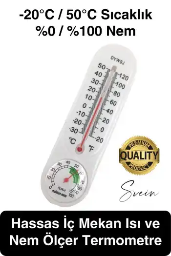 Premium Hassas İç Mekan Isı ve Nem Ölçer Termometre Sıcaklık Kontrol Ev Ofis Garaj Anlık Ölçüm Beyaz