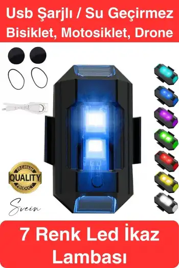 7 Renkli Şarjlı Bisiklet Motosiklet Drone Scooter Araba İçin Flaşör Lamba Yanıp Sönen Led İkaz Işığı