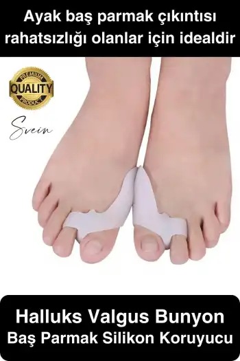 Ayak Baş Parmak Kemik Çıkıntı Koruyucu Bunyon İki Parmağa Geçen Silikon Makaralı Halluks Valgus
