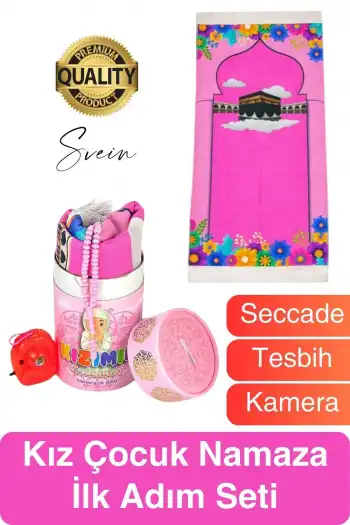 Özel Üretim Kız Çocuk Namaza İlk Adım Seccade Tesbih Seti Kızımın Seccadesi Oyuncak Hazırlık Hediye