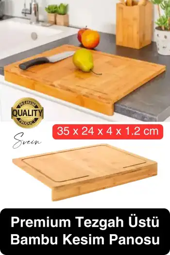 Ahşap Kesme Tahtası Panosu Doğrama Ayaklı Tezgah Üstü Hijyenik Deforme Olmaz Dayanıklı 35x24 cm