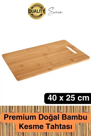 Bambu Kesme Doğrama Tahtası Ahşap Kesim Panosu Et Tavuk Balık Sebze Antibakteriyel Yıkanabilir