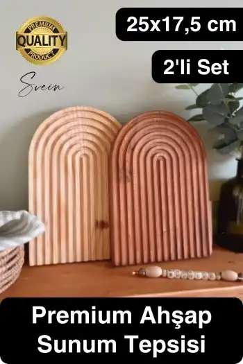 Dekoratif Ahşap Oymalı Kahverengi Bambu Gökkuşağı Sunum Tepsisi Tabağı Doğal Şık Dekor Sunumluk