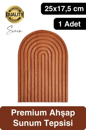 Dekoratif Ahşap Oymalı Kahverengi Gökkuşağı Çay Kahve Sunum Tepsisi Tabağı Doğal Şık Dekor Sunumluk