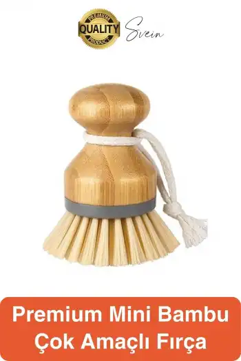Mini Bambu Fırça Yuvarlak Sofra Temizleme Avuç İçi Mutfak Lavabosu Banyo Temizliği Tava Berber