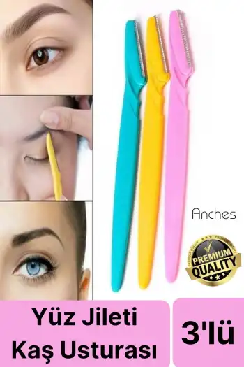 3lü Yüz Jileti Kaş Usturası Kadın Epilasyon Aleti Bakım Aparatı Epilatör Kaliteli Şekillendirme