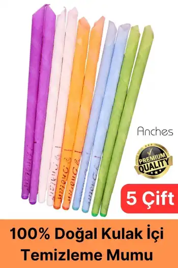 Pratik 100% Doğal Aromaterapi Bakım Buşon Dış Kulak İçi Kir Temizleme Mumu Konisi Çubuğu 5 Çift