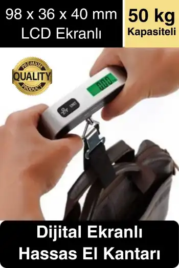 Taşınabilir Dijital Ekranlı Pilli El Kantarı Hassas Terazi Seyahat Yolculuk Bavul Çanta Tartı 50 Kg