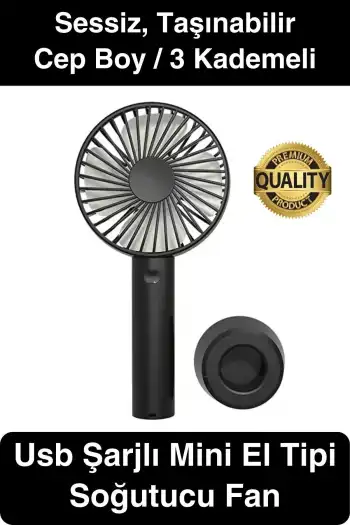 Taşınabilir El Tipi Usb Şarjlı 3 Kademeli Mini Pervane Serinletici Fan Soğutucu Sessiz Çalışabilen