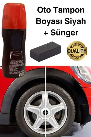 Premium Araç Dış Plastik Aksam Siyah Tampon Boyası Parlak Onarım Dodik Temizlik Sünger Hediye 75 ml