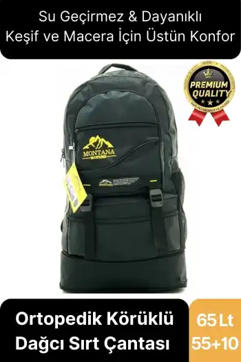 65 Lt Ortopedik Dayanıklı Büyük Boy Çok Gözlü Su Geçirmez Körüklü Kamp Trekking Outdoor Sırt Çantası
