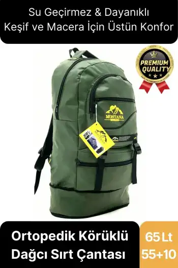 65 Lt Ortopedik Dayanıklı Büyük Boy Çok Gözlü Su Geçirmez Körüklü Kamp Trekking Outdoor Sırt Çantası