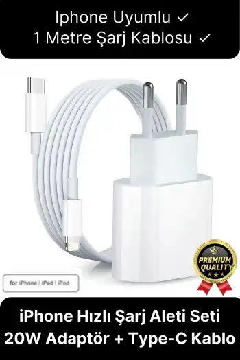 İphone Uyumlu Type-c Kablo 20w Hızlı Şarj Adaptörü Yeni Serilere Uygun 7 8 X 11 12 13 14 15 Plus Pro