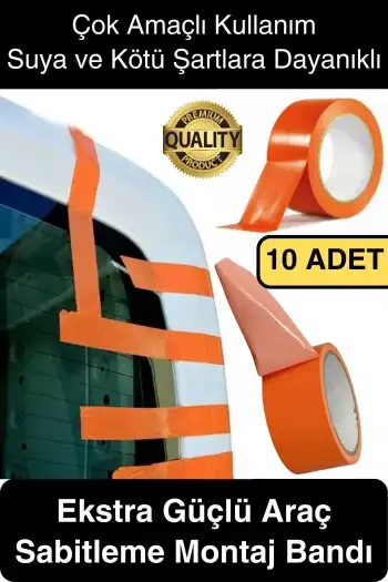 10 Adet İz Bırakmaz 50mmx30mt Araba Montaj Bandı Oto Araç Sabitleme Bant Ekstra Güçlü Suya Dayanıklı