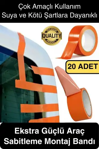 20 Adet İz Bırakmaz 50mmx30mt Araba Montaj Bandı Oto Araç Sabitleme Bant Ekstra Güçlü Suya Dayanıklı