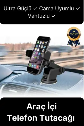 Dayanıklı Ayarlanabilen Vantuzlu Ultra Güçlü Cama Uyumlu Araç Torpido Araba İçi Telefon Tutacağı