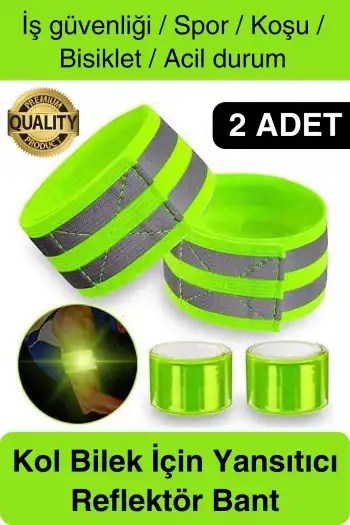Yeşil Reflektör El Ayak Kol Bant Yansıtıcı Bandı İş Güvenliği Görünürlük Koşu Yürüyüş Bisiklet