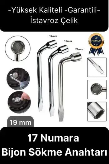 Yüksek Kalite Garantili İstavroz Çelik Nikelajlı 19mm Numara Tek Kol Pipo L Bijon Sökme Anahtarı