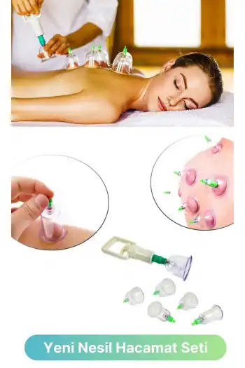 6lı Kupa + Çekme Bardak Vakumlu Hacamat ve Masaj Seti