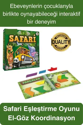 Safari Eşleştirme Dikkat Oyunu El Beceri Temel Motor Gelişim Öğretici Eğitici Kutulu Zeka Oyunu