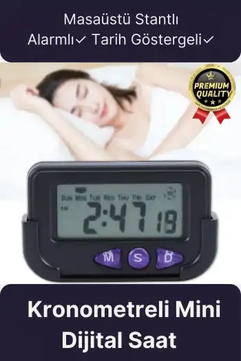 Çok Fonksiyonlu Kronometreli Alarmlı Tarih Göstergeli Masaüstü Ders Sınav Çalışma Mini Dijital Saat
