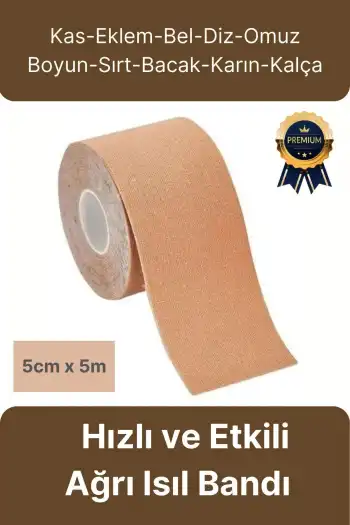Hızlı Etkili Ten Rengi Bel Diz Omuz Boyun Sırt Bacak Kas Eklem Kinezyo IsıI Bandı 5cm x 5m
