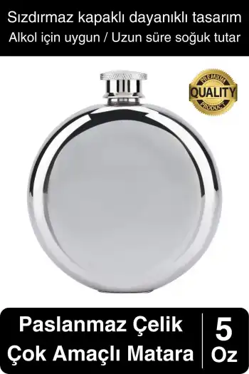 Limited Edition 5 Oz Paslanmaz Çelik Sızdırmaz Sıvı İçecek Kamp Cep Su Matarası Dayanıklı