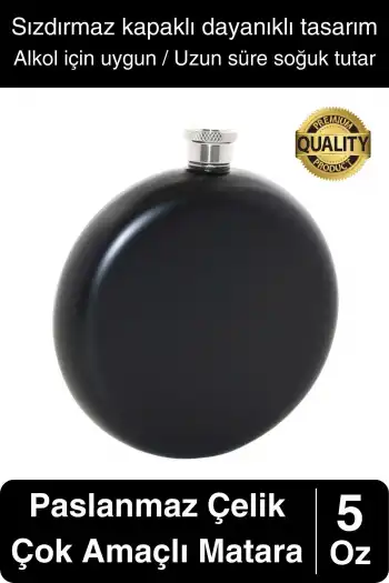 Limited Edition 5 Oz Siyah Paslanmaz Çelik Sızdırmaz Alkol İçecek Kamp Cep Su Matarası Dayanıklı