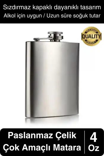 Limited Edition Sızdırmaz Paslanmaz Çelik 4 Oz Sıvı İçecek Kamp Cep Su Matarası Dayanıklı