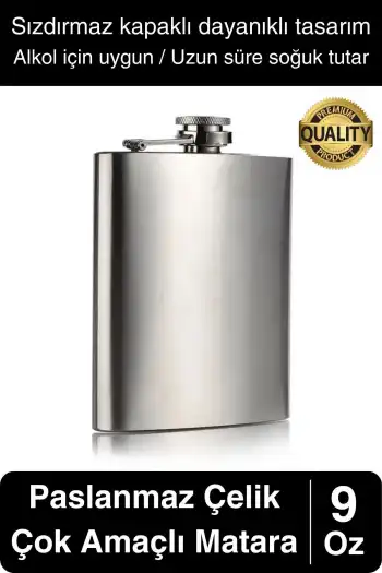 Limited Edition Sızdırmaz Paslanmaz Çelik 9 Oz Alkol Sıvı İçecek Kamp Cep Su Matarası Dayanıklı
