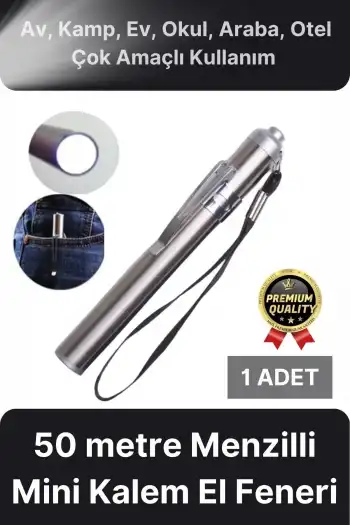 Çok Amaçlı 50 Metre Menzilli Tek Modlu Beyaz 1 Pille Çalışan Kamp Ev Mini Kalem Cep Boyu El Feneri