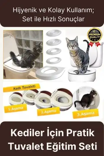 Kolay Kullanım Hijyenik Pratik Kum Kabı Yavru Yetişkin Kedi Wc Tuvalet Alıştırma Klozet Eğitim Seti