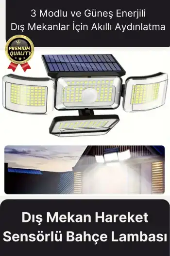 Ayarlanabilir 3 Modlu Solar Güneş Enerjili 122 Ledli Dış Mekan için Hareket Sensörlü Bahçe Lambası
