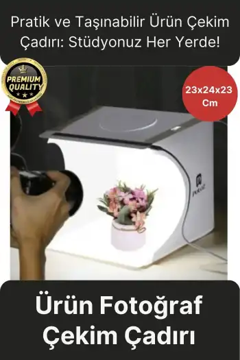 Çok Amaçlı Portatif Taşınabilir Beyaz Led Işıklı Pratik Mini Fon Fotoğraf Stüdyosu Ürün Çekim Çadırı