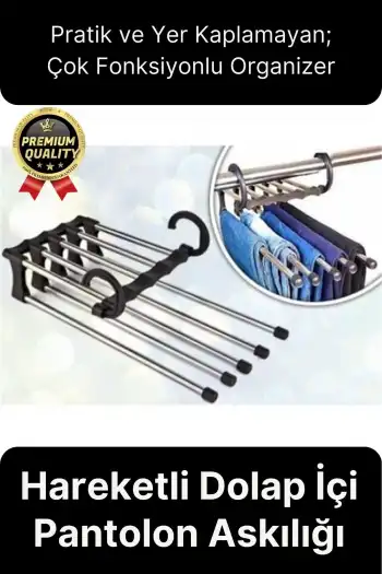 Çok Fonksiyonlu Organizer Katlanabilir Kumaş Kot Eşarp Hareketli Dolap İçi Pantolon Askılığı 5 In 1