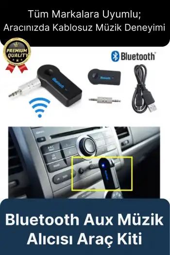 Çok Amaçlı Kablosuz Uyku Modlu 4 Saat Bataryalı Şarjlı Bluetooth Aux Müzik Ses Alıcısı Araç Kiti