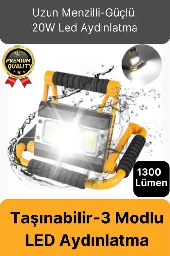 Özel Üretim Taşınabilir 3 Modlu 6500K Renk Sıcaklığı 20W Led 1300 Lümen Ayaklı Projektör Aydınlatma