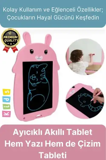 Kolay Kullanım Dayanıklı Lcd Ekran Kalemli Dijital Akıllı Ayıcıklı Yazı Boyama Çizim Tableti 8,5 Inç