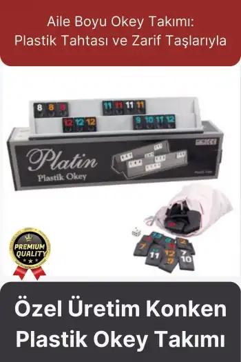 Premium Kaliteli Eğlence Hobi Çizilmeye Dayanıklı Silinebilir Büyük Boy Konken Plastik Okey Takımı