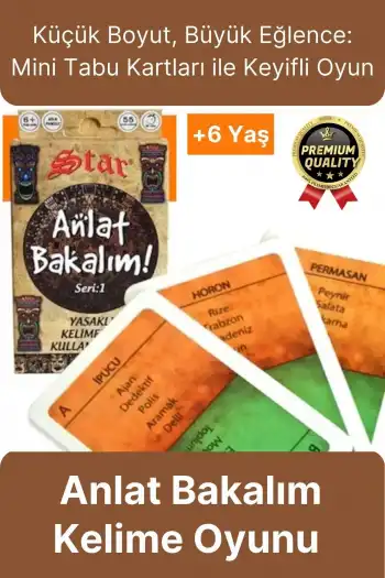 Premium Eğitici Öğretici Kız Erkek Çocuk Aile Anlat Bakalım Kelime Oyunu Mini Tabu Kartları 6+ Yaş