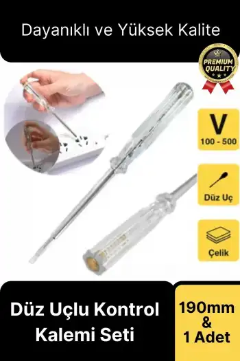 Özel Üretim Ev Ofis Akım Test Uzun Vida Tornavida Düz Uçlu Elektrik Kontrol Kalemi Seti 190mm-1 Adet