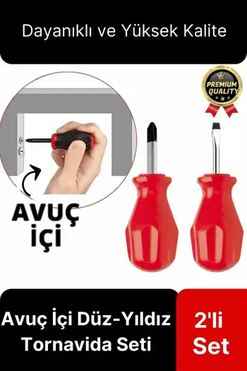 Özel Üretim Kaliteli Dayanıklı Ergonomik Tadilat Vidalama Avuç İçi Düz Yıldız 2li Tornavida Seti