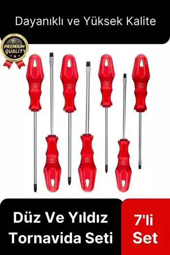 Üstün Kalite Dayanıklı Pratik Ergonomik Vidalama Tamir Tamirat Düz Ve Yıldız 7 Parça Tornavida Seti