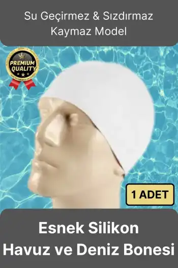 Premium Su Geçirmez Sızdırmaz Kaymaz Elastik Yüzme Şapkası Kaliteli Silikon Deniz Havuz Yüzme Bonesi