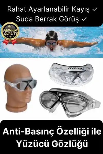 Deluxe Ayarlanabilir Kayış Deniz Havuz Su Geçirmez Plastik Antifog Kutulu Yetişkin Yüzücü Gözlüğü
