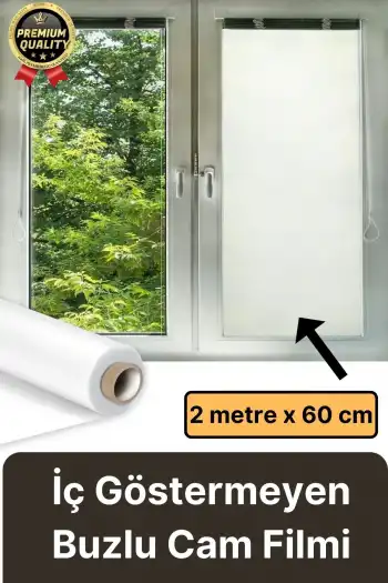 Premium UV Engelleyici İçeriyi Göstermeyen Yapışkan İz Bırakmaz Ofis Ev Buzlu Cam Filmi 2 mt x 60 cm